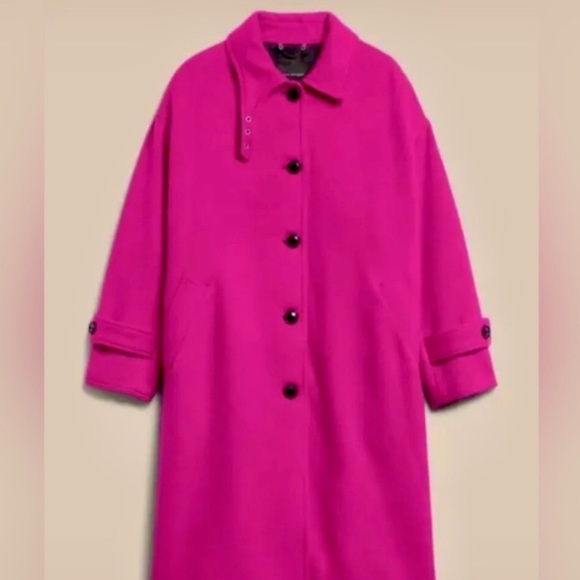 NWT! Banana Republic Pink Fuscia Italian Melton Cocoon Coat - Multiple Sizes - Picture 3 of 6
